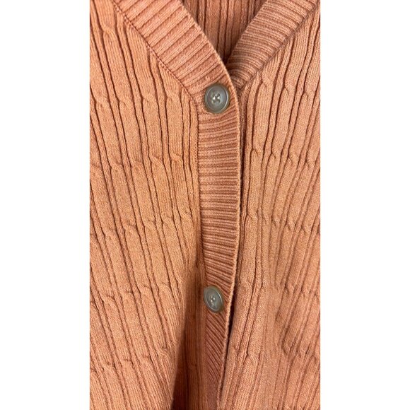 Lost + Wander - Small - Orange V-Neck Ribbed Cardigan With Buttons - Picture 6 of 6